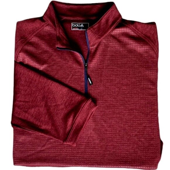 Men's Bolle' Performance 1/4 Zip Long Sleeve Golf Shirt Sz XL  Burgundy Red 76T - Picture 2 of 7